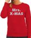 Bellatio Decorations Mrs. x-mas Foute Kersttrui / sweater - zilver / glitter - rood - dames - kerstkleding / kerst outfit 2XL