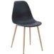 Chaise PP noir pieds métal effet bois