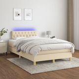 Maison Exclusive - Lit boxspring avec matelas et éclairage LED, couleur crème, 120 x 200 cm, textile