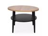 Table basse ronde en chêne clair et noir avec étagère 60x60x45cm