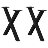 vidaXL Salontafelpoten X-vorm 2 stuks zwart 60 x (42-43) cm staal