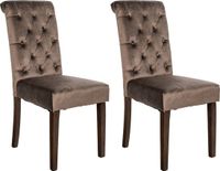 CLP Lisburn Set van 2 eetkamerstoelen - Zonder armleuning - bruin Fluweel