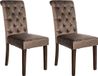CLP Lisburn Set van 2 eetkamerstoelen - Zonder armleuning - bruin Fluweel