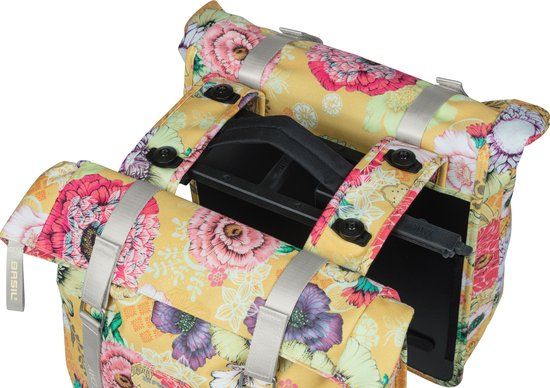 Basil Bloom Field Dubbele Fietstas MIK - 28-35 Liter - Geel - Waterdicht - Gerecycled PET