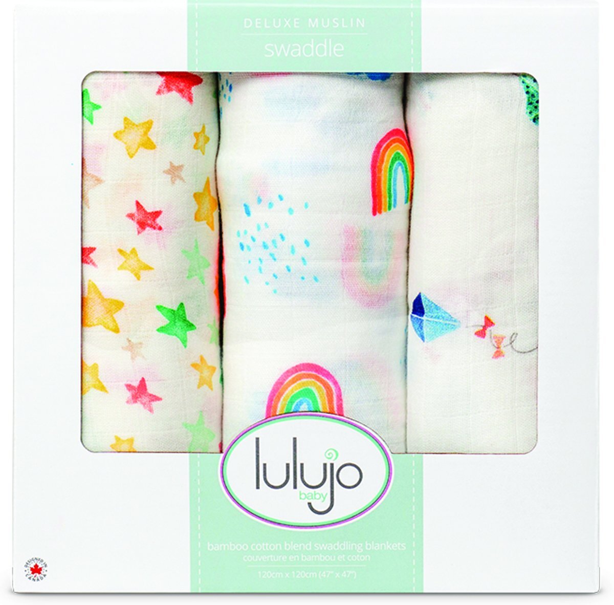 Lulujo swaddle bamboo 120 x 120 High in the Sky 3 pack