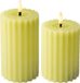 Lumineo Luxe LED bougies/bougies piliers - set 2x - vert côtelé - D7,5 x H12,5 et H15 cm - minuterie
