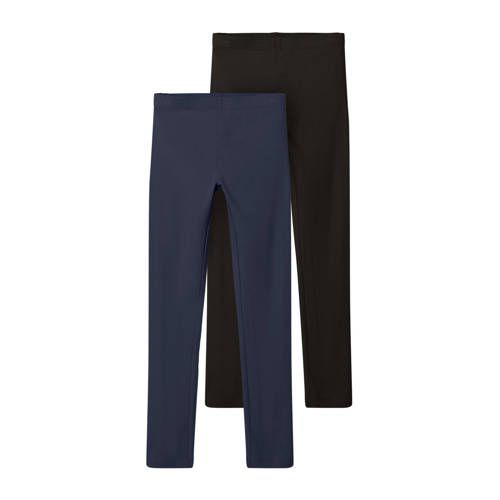 NAME IT KIDS legging - set van 2 donkerblauw/zwart
