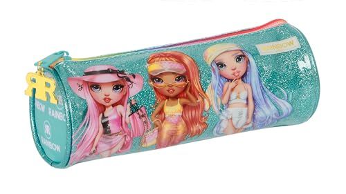 Safta RAINBOW HIGH PARADISE - Round Pencil Case for Kids, Turquoise