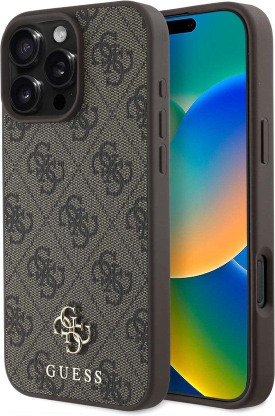 Guess iPhone 16 Pro Max Backcover hoesje Magsafe PU 4G - Bruin