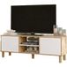 Meuble TV 65 pouces 2 portes 4 niches chêne et blanc L 160 H 59.1 P 40 cm
