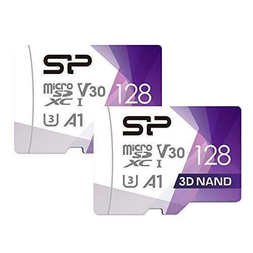 Silicon Power 2-Pack 128 GB Micro SD-kaart U3 Nintendo-Switch Compatible, SDXC microsdxc High Speed MicroSD geheugenkaart met adapter