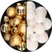 Decoris Kaemingk B.V. Kerstballen 60x stuks - mix goud/parelmoer wit - 4-5-6 cm - kunststof - kerstversiering