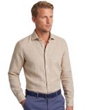 Seidensticker Linnen overhemd beige Slim Fit effen