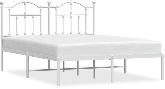 vidaXL Bedframe met hoofdbord metaal wit 140x200 cm