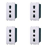 2-voudig Plana 2-voudig stopcontact compatibel Plana 2P+T 10/16A 250V kleur wit EV2001 Kit 4 stuks