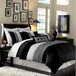 Chezmoi Collection Loft 8-delige luxe beddengoedset (California King, zwart/grijs/wit)