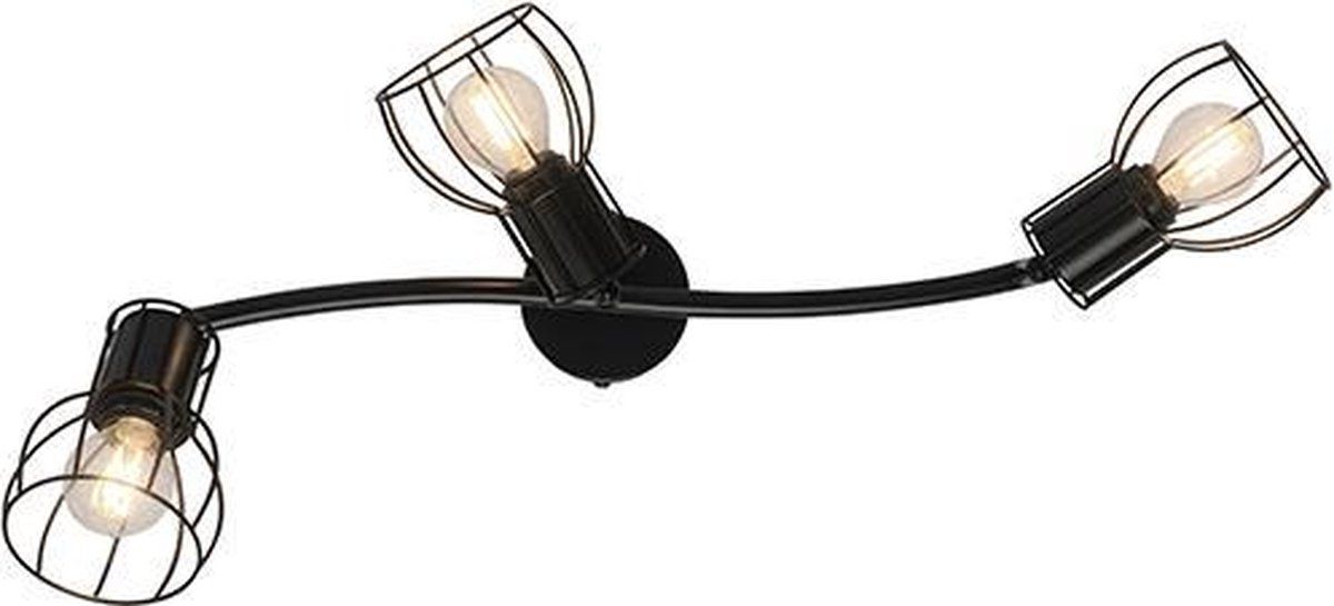 QAZQA Botu Plafondlamp - 3 Lichts - Zwart - L 63 cm - Metaal