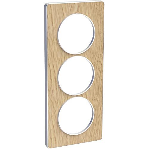 SCHNEIDER ELECTRIC Odace Touch, houten plaat, natuurlijk hout, met witte rand, 3 verticale plekken, 57 mm