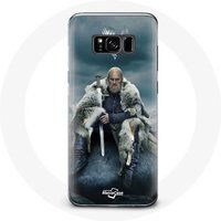 Maniacase Samsung Galaxy S8 Plus Hoesje Vikings Seizoen 6 Serie Ragnar Lothbrok V logo Zwaard Grey Fog