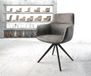 DELIFE Fauteuil Pejo-Flex piètement croisé angulaire noir microvelours gris antique noyau ressorts ensachés