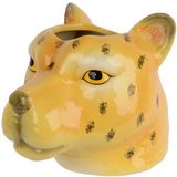Merkloos Decoris Bloempot Luipaard porselein 10x13x10,8cm
