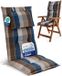 Beautissu HighLux HL Coussin de jardin coussin d'assise haut dossier 120x50cm Set de 5 coussins de chaise pour chaises de jardin 7cm d'épaisseur carreaux brun-bleu Fabriqué dans l'UE