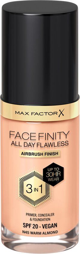 Max Factor Facefinity All Day Flawless Foundation - N45 Warm Almond - 30ml
