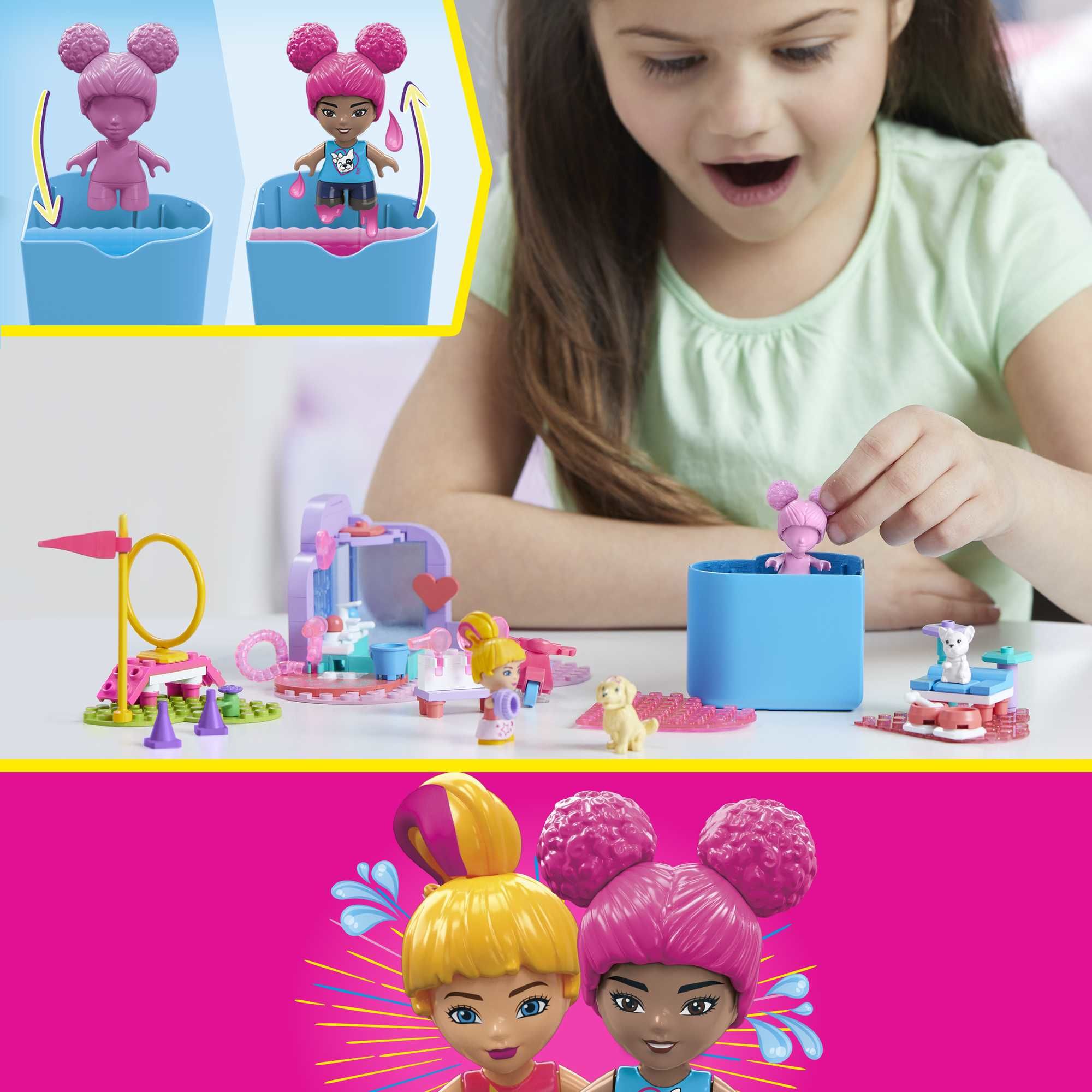 MEGA Barbie Color Reveal - Huisdieren trainen en wassen Bouwpakket - 152 stuks