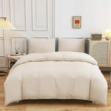 JGS ® Ensemble de literie 220x240 cm Beige Microfibre 2 Taies d'oreiller 50x80 cm