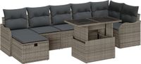 vidaXL Tuinbank Set 2 zitplaatsen Grijs Polyrattan
