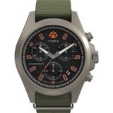 Timex Expedition North Herenhorloge, 43 mm, Groene Band Van Eco-Materiaal, Dubbellaags, Zwarte Wijzerplaat, Gunmetal Case, TW2Y30200