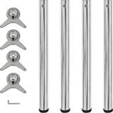 Pieds de table réglables en hauteur chrome 710 mm 4 pièces