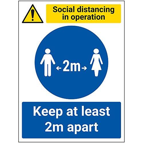 V Safety V Safety CV076BC-R Vsafety SD In Operation - Keep 2m Apart 300 mm x 400 mm - 1 mm stijve kunststof, 300 mm x 400 mm