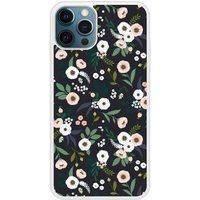 Apple Siliconen hoesje compatibel met iPhone 12 Pro Max Bloemen Zwart