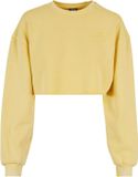 Urban Classics Cropped Flower Embroidery Terry Crewneck sweater/trui - 4XL - Geel