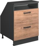 Vicco Rion Kast voor schuine wand – 60 x 81.6 cm met 2 laden, kastromp 60 cm diepte Krachtige eik goud