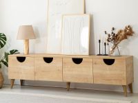FOUNY Meuble TV-HiFi 4 portes chêne doré avec pieds