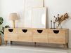 FOUNY Meuble TV-HiFi 4 portes chêne doré avec pieds