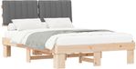 vidaXL Bedframe met Gevoerde Hoofdbord Lichtgrijs 135 x 190 cm