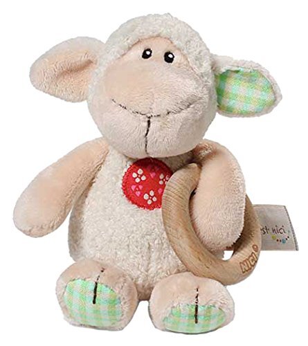 NICI 37881 grijpfling Lamm Monny met houten ring, 15 cm