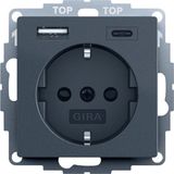 Gira Systeem 55 Dubbele USB Stopcontact Outlet Antraciet