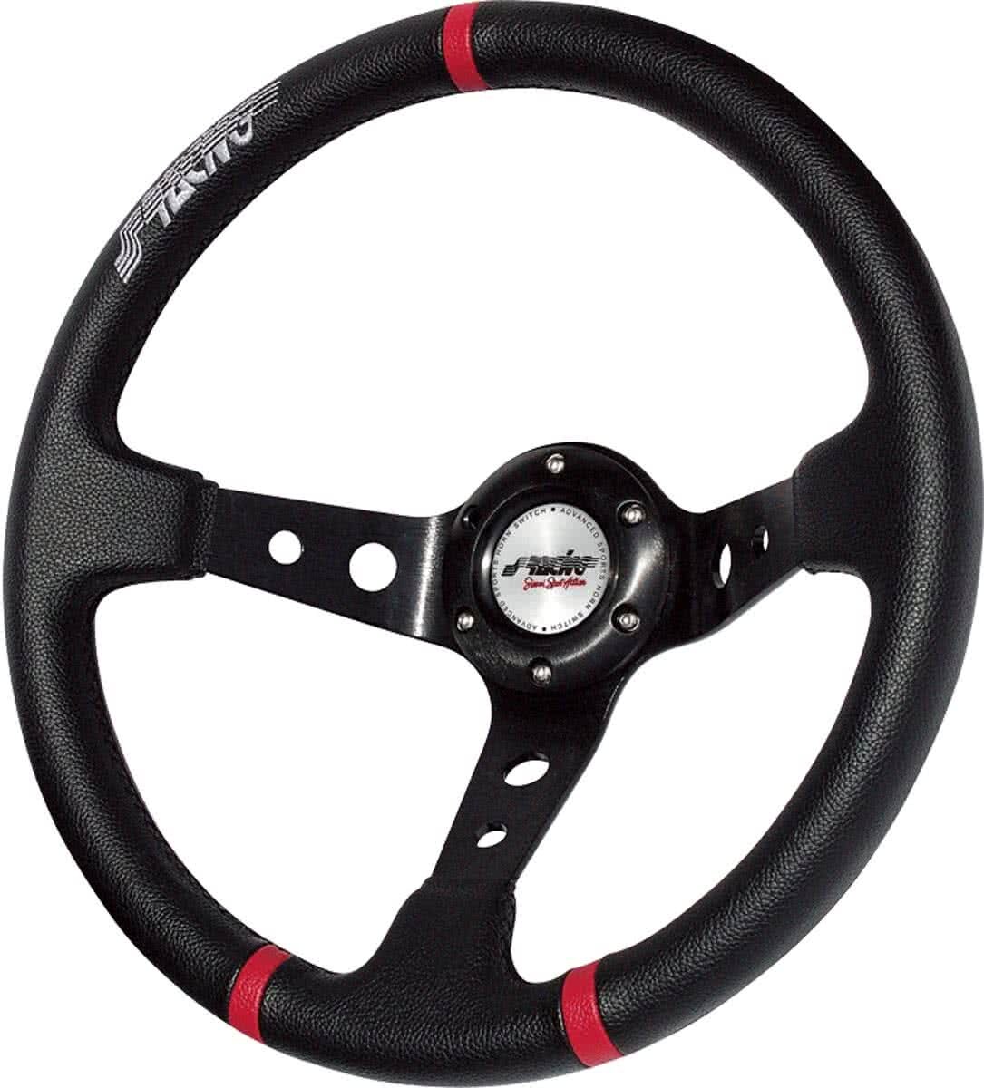 Simoni Racing Sportstuur Gravel 350mm - Zwart Eco-Leder (Deep Dish) 9cm Diep