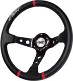 Simoni Racing Sportstuur Gravel 350mm - Zwart Eco-Leder (Deep Dish) 9cm Diep