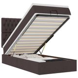 VidaXL Ottoman Bed with Mattress and LEDs 100x200cm Fabric Dark Brown