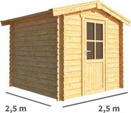 Merkloos Tuinhuisje Blokhut Fenna 250 cm bij 250 cm diep Zadeldak bruin