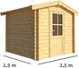 Merkloos Tuinhuisje Blokhut Fenna 250 cm bij 250 cm diep Zadeldak bruin