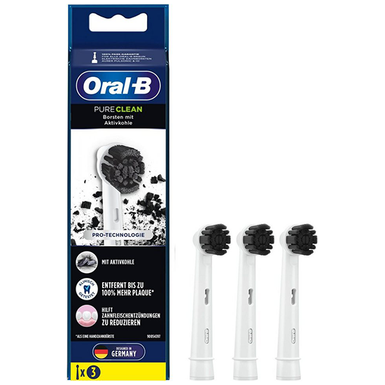 Oral-B Pure Clean Charcoal opzetborstel - 3 stuks