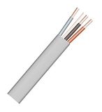 Merriway BH01439 1,0 mm platte 3-aderige kabel plus aarde 6243Y, 5 m, grijs/wit