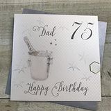 witte WHITE COTTON CARDS Verjaardagskaart voor de 75e verjaardag, motief "Dad 75 Happy"