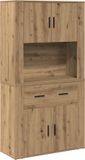 vidaXL Hoge Kast Artisanaal Eikenkleurig 80 x 33 x 150 cm Bewerkt Hout